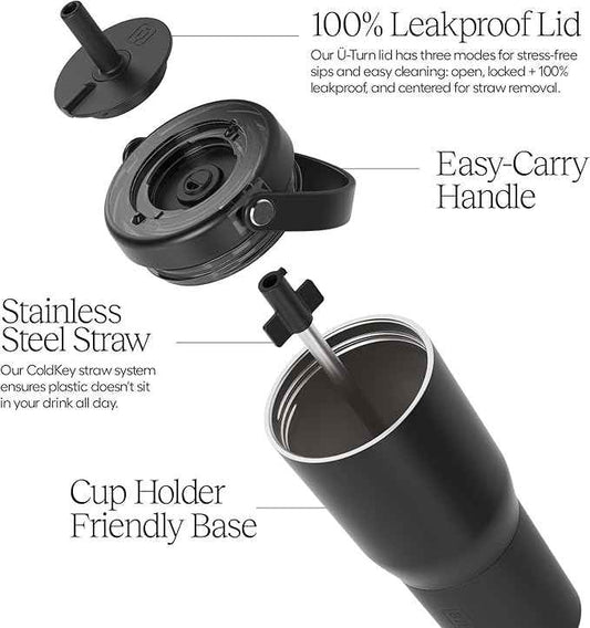 BrüMate Resa 25oz 100% Leakproof Travel Tumbler w/Handle & Straw | Flexible SoftSip Straw | Silicone Sleeve for Durability | Stainless Steel | Cup Holder & Travel Friendly Water Bottle (Rose Taupe)