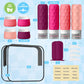 16Pack Travel Bottles for Toiletries, TSA Approved Travel Size Toiletries Containers Set, Silicone Leak Proof Refillable Bottles Elastic Sleeves Creams Jars Accessories Kit W/Clear Bag (Purplish Red)