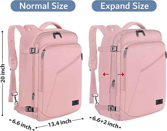 MATEIN 45L Womens Travel Backpack, Extra Large Carryon Backpack Fits Overhead Bin, Cute Weekender Daypack for Travel on Airplane, Traveling Accessories for Women, Pink