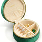 TAIMY Travel Jewelry Case, Small Round Velvet Travel Jewelry Box for Women Girls, Portable Tiny Jewelry Travel Organizer Boxes for Rings Earrings Necklaces Bracelets(Emerald Green)
