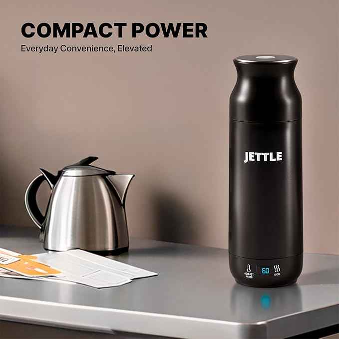 Jettle Electric Kettle - Travel Portable Heater for Coffee Tea Milk Soup - Stainless Steel Travel Water Boiler tea pot with Temperature Control - LED - Automatic Power Off - 450ml - Kitchen Appliance