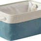 TheWarmHome Fabric Storage Bin with Handles,Storage Basket for Home Storage and Organization, Shelf Basket with Cover for Living Room Bedroom Closet（White & Green Medium 13.8L×9.8W×6.7H