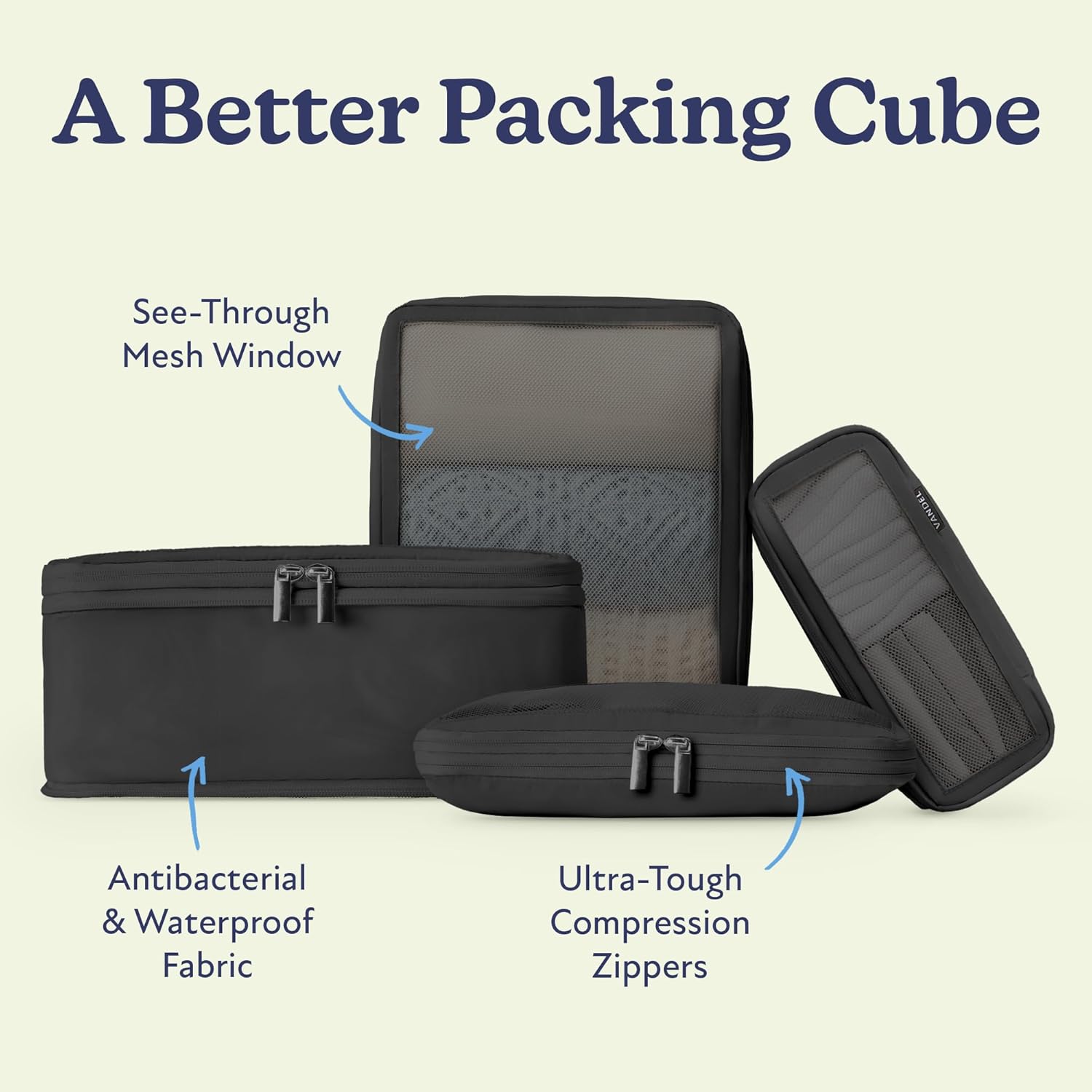 Vandel Space-Saving Compression Packing Cubes for Women, Men, Compressible Carry On Suit Case Organizer Luggage Packing Cubes for Travel Organizer Bags for Luggage and Backpacks, Suitcase Cube - Roamly