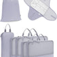 WANDF 7 Set Compression Packing Cubes for Travel, Shirt Folder for Wrinkle-Free, Suitcase Organizer Bags Set for Carry-On Checked Luggage Duffle Bag Women Men(Gray-blue)