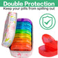 Serfeymi Weekly Travel Pill Organizer 2 Times A Day AM PM Upgraded Rainbow Pill Box 7 Day with Portable Zipper PU Leather Pill Case, Medicine Organizer for Pills, Vitamins, Fish Oils - Floral 01