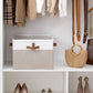 StorageWorks Shoe Organizer for Closet, Fits up to 16 Pairs, Shoe Cubby Storage Containers with Adjustable Dividers and Clear Cover, Brown & White