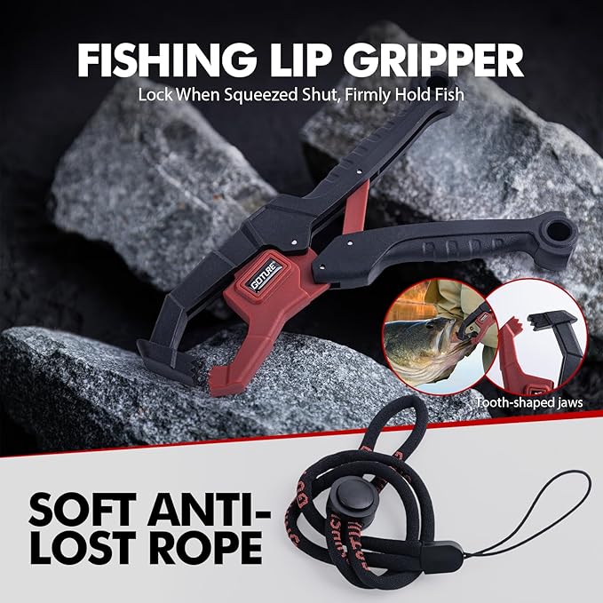 Goture Fishing Tool Kit,Fishing Pliers,Fillet Knife with Sheath,Fish Lip Gripper,Fish Hook Remover,Lanyard,Line Scissors,Sharpener,Stainless Steel Soap,Saltwater Gear Kit,Red/Pink,Gifts for Men/Women