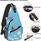 Sling Bag White Flower Blue Summer Hiking Daypack Crossbody Shoulder Backpack Travel Chest Pack for Men Women