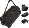 Vomgomfom 32" Soft-Sided Foldable Wheeled Travel Duffel Bag,Expandable 110L to 140L Rolling Cargo Bag with 2 Wheels and Multiple Pockets,Black-orange - Roamly