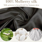 100% Mulberry Silk Sleep Mask Eye Mask for Women Man with Adjustable Band, for Side Sleeper Blackout Sleep Mask for Travel Rest and Office Large Size (Black)