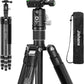 Carbon Fiber Camera Tripod, 62" Professional Video Tripod for Camera with 360° Ball Head, 1/4" Arca QR Plate, Compact Lightweight Travel Monopod for DSLR/Smartphone, Max Load 17.6 lbs/8kg
