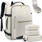 LOVEVOOK Travel Backpack for Women & Men 40L,Airline Approved Carry On Backpack Travel Essentials,TSA Carry on Luggage,Waterproof Personal Item Travel Bag,Suitcase with 3 Packing Cubes,Beige-Black
