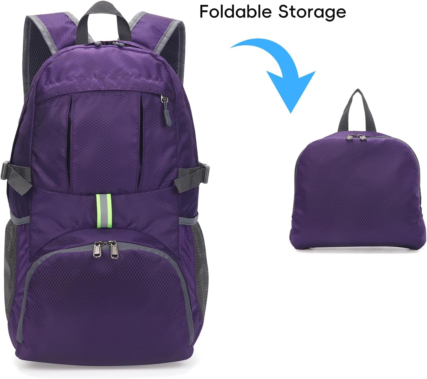 Yaopeing Lightweight Backpack,25L Foldable Hiking Packable,Water Resistant Travel Outdoor Shoulder Bag for Woman Men,Purple - Roamly
