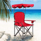 Goplus Camping Chair with Canopy Shade, Folding Lawn Chair with Umbrella Cup Holder & Carry Bag, Portable Sunshade Chair for Adults for Beach Outdoor Travel Hiking Fishing (Red)