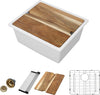 21 Inch White Granite Composite Bar Sink 21x18 Single Bowl Granite Composite Undermount Small Kitchen Sink Small Wet Bar Sinks with Workstation Quartz Natural Stone