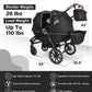 Tandem Wagon Stroller–All-Terrain 2-in-1 Push&Pull Design, Double Seat, Large Storage, Adjustable Canopy, Removable Child Tray for Kids Outdoor Adventures&Family Outings