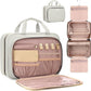 Toiletry Bag for Women with Jewelry Organizer Compartment, Travel Makeup Cosmetic Bag with Hanging Hook for Full-sized Toiletries, Shampoo - Beige