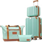 Luggage Set 3 Piece Luggage with PC+ABS Hardshell TSA Lock Spinner Wheels Carry on Lightweight Suitcase，YKK Zippers (Green, 4 piece（14/20/DB/TB）)