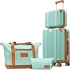 Luggage Set 3 Piece Luggage with PC+ABS Hardshell TSA Lock Spinner Wheels Carry on Lightweight Suitcase，YKK Zippers (Green, 4 piece（14/20/DB/TB）)