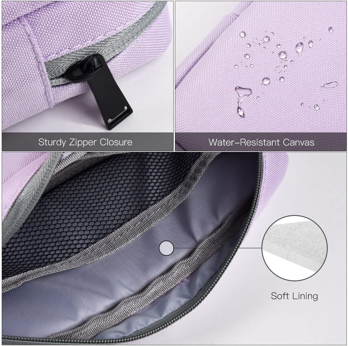 Universal Electronics Accessories Bag Pouch, 2-Pack Portable Soft Carrying Case Bag Wire Cable Organizer for Hard Drive, Power Adapter, Laptop Mouse, Cosmetics Kit, Cell Phone, Small+Big-Purple