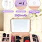 Kalolary Travel Makeup Train Cases with Lighted Mirror 3 Color Setting, Makeup Bag Cosmetic Case Organizer Adjustable Brightness Portable Makeup Storage Box with Detachable 5X Magnifying Mirror Purple