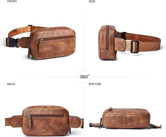 2L Fanny Packs Everywhere Belt Bag Small Fashion Crossbody Waist Pack Faux Leather Waterproof Sling Chest Bag For Women Trendy Brown