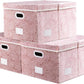 PRANDOM Jumbo Collapsible Storage Boxes with Lids Fabric Decorative Storage Bins Cubes Organizer Baskets with Cover Handles Divider for Bedroom Closet Living Room 23.2x15.7x11.6 Inch 3 Pack
