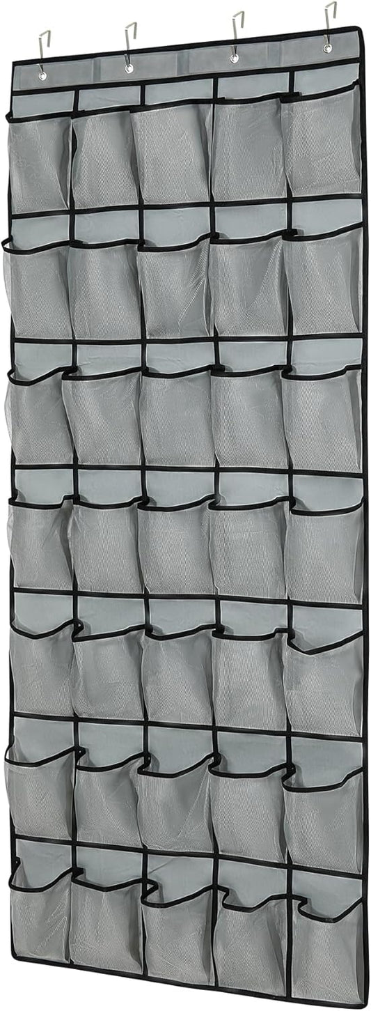 35Large Pockets Over The Door Shoe Organizer, Mesh Pockets Shoe Holder Rack, Capacity Shoe Hanging Storage，door shoe rack With 4 Metal Hook.