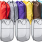 Pop Up Hampers 3 Pack with Extra Large Laundry Bags 6 Pack, Varied Colors Travel Laundry Bags 30"x40", Foldable Mesh Laundry Basket, for college dorm and apartment dwellers (9PCS)