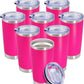 20 oz Tumbler Coffee Tavel Tumblers Bulk with Lid Stainless Steel Double Wall Vacuum Insulated Mug Powder Coated Cups fit Car Cupholder for Hot and Cold - Hot Pink, 8Pack