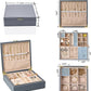 2-layer jewelry box，Jewelry Organizer with Handle，with hanging necklace hooks, detachable jewelry trays, suitable for storing a large amount of jewelry gift box (Large-Grey)