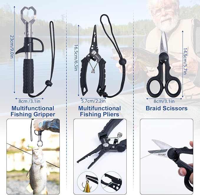 Goture Fishing Rod and Reel Combos,1.8M-2.7M Telescopic Fishing Pole Spinning Reel Line Lures Set with Carrier Bag,Telescopic Rod Kit for Starter Travel Saltwater Freshwater Gear Gift
