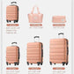 LONG VACATION 6 Piece Luggage Set Carry on Suitcase with ABS+PC hardshell, Spinner Wheels & YKK Zipper TSA Lock (PINK, 6 piece set)