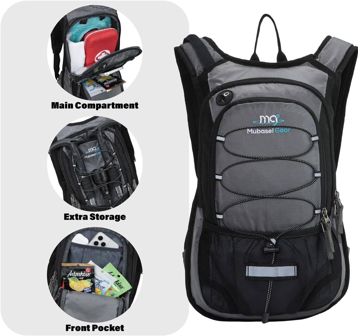 15L Insulated Hydration Backpack Pack with 2L Water Bladder Lightweight Hiking Backpack Bag for Women Men Daypack for Hiking Running Festival Camping Biking - Roamly