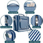 PAVILIA Extra Large Toiletry Bag Travel Bag for Women Men, Hanging Cosmetic Organizer, Water Resistant Makeup Bag for Accessories Toiletries, Travel Essentials Kit (Stripe Navy)