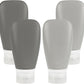 Travel Bottles for Toiletries, TSA Approved 3oz Leak Proof Silicone Soft Refillable Squeeze Travel Size Containers BPA Free for Cleansers, Lotions, Shampoo, Conditioner 4pk (2Black-2Gray)