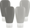 Travel Bottles for Toiletries, TSA Approved 3oz Leak Proof Silicone Soft Refillable Squeeze Travel Size Containers BPA Free for Cleansers, Lotions, Shampoo, Conditioner 4pk (2Black-2Gray)