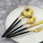 Gugrida 5-Piece 18/10 Stainless Steel Matte Gold Silverware Set, Kitchen Tableware Set, Dishwasher Safe