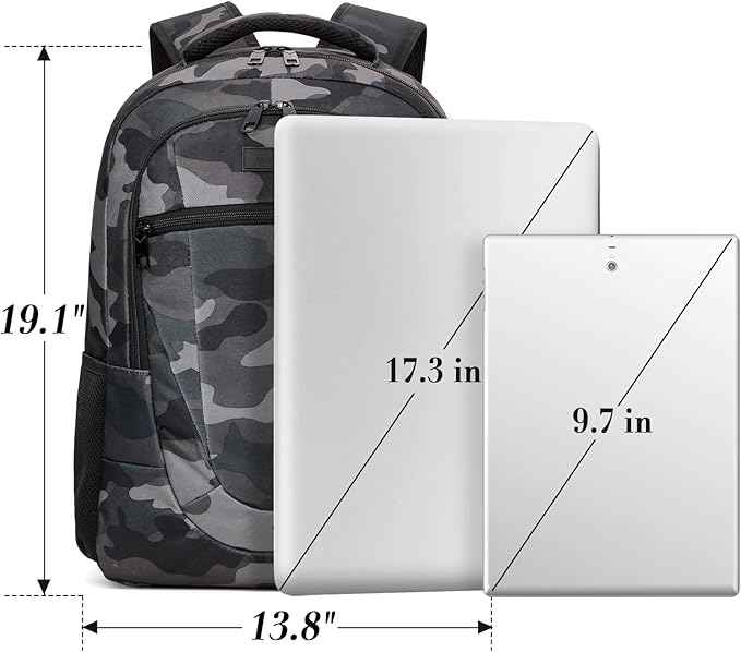 BIKROD Travel Laptop Backpack for Men, Backpacks for School Teen Boys, Business Anti Theft Slim Sturdy Back Pack, Adult Computer Bag Gift 17.3 IN Laptop, Camouflage