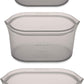 Zip Top Reusable Food Storage Bags | 3 Dish Set [Gray] | Silicone Meal Prep Container | Microwave, Dishwasher and Freezer Safe | Made in the USA