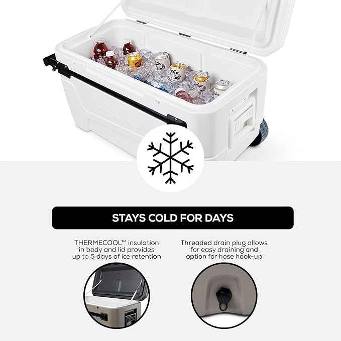 Igloo Maxcold Glide 110Qt Wheeled Cooler | Insulated Hard Shell Ice Chest