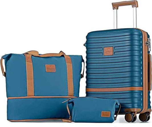 Joyway Carry On Luggage 20 Inch Expandable Suitcase with Spinner Wheel, 3 Piece Hard Shell Luggage Set with TSA Lock(Navy Blue)