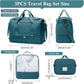 Extra Large Travel Duffle Bag,Carry on Overnight Weekend Bag with Shoes Compartment,Weekender Bags for Women for Travel Business Trips Sport Hospital,3 Pcs Set,Peacock Blue
