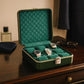 Bey-Berk Prague Aluminum Watch Case in Hunter Green – 9-Slot Locking Travel Box with Soft Interior for Watch Storage