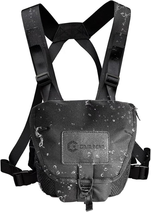 GAIARENA Binocular Harness Chest Pack, Waterproof Bino Harness with Rangefinder Pouch for 20x50 Binoculars Bino Chest Harness Adjustable Binocular Chest Pack for Hunting Hiking (Full Size)