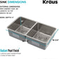 KRAUS Dex 33-Inch Undermount 50/50 Double Bowl TRU16 Gauge Stainless Steel Kitchen Sink with DrainAssure WaterWay and VersiDrain Assembly in Radiant Pearl Finish, KD1UD33B