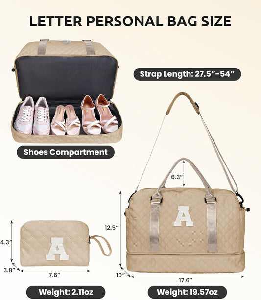 Women Group Gift Ideas, Gifts for Women-Kids Travel Bags with Shoe Compartment, Personalized Weekender Bag, Monogram Overnight Bag for Women, Letter Travel Bag with Makeup Bag (Letter Y) - Roamly