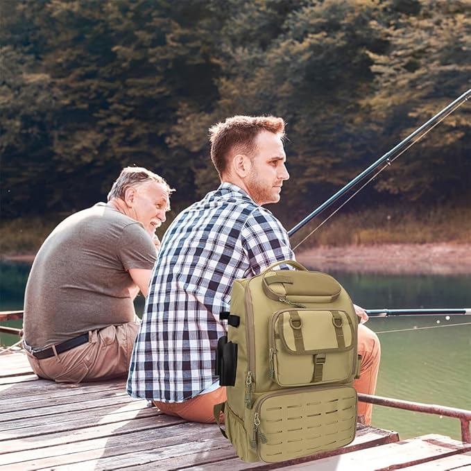 Fishing Backpack with Rod Holders,40L Large Water-resistant Fishing Tackle Bag with Cooler,Tackle Box Backpack