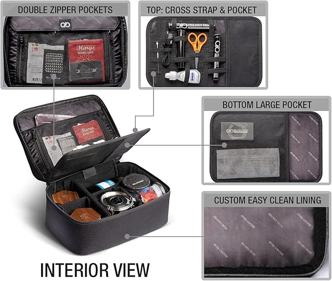 HELMET HEAD Smell Proof Bag and Stash Box, XL Smell Proof Box with Combo Lock for Your Mylar Bags and Smell Proof Containers. Includes 2 Smell Proof Bags and Metal Tray (Black)