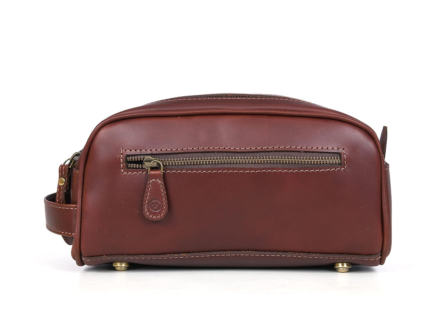 10" Premium Leather Toiletry Travel Pouch With Waterproof Lining | King-Size Handcrafted Vintage Dopp - Kit Gift for Father's Day By Aaron Leather Goods - Roamly